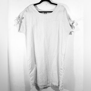 Anthropologie Mo:Vint 55% linen Euro Summer white Polka Dot midi dress.Size L